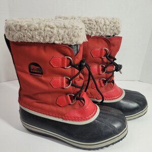 Sorel Yoot‎ PAC Waterproof Winter Snow Boots Youth Size 6 Red Black Girl's Kid's
